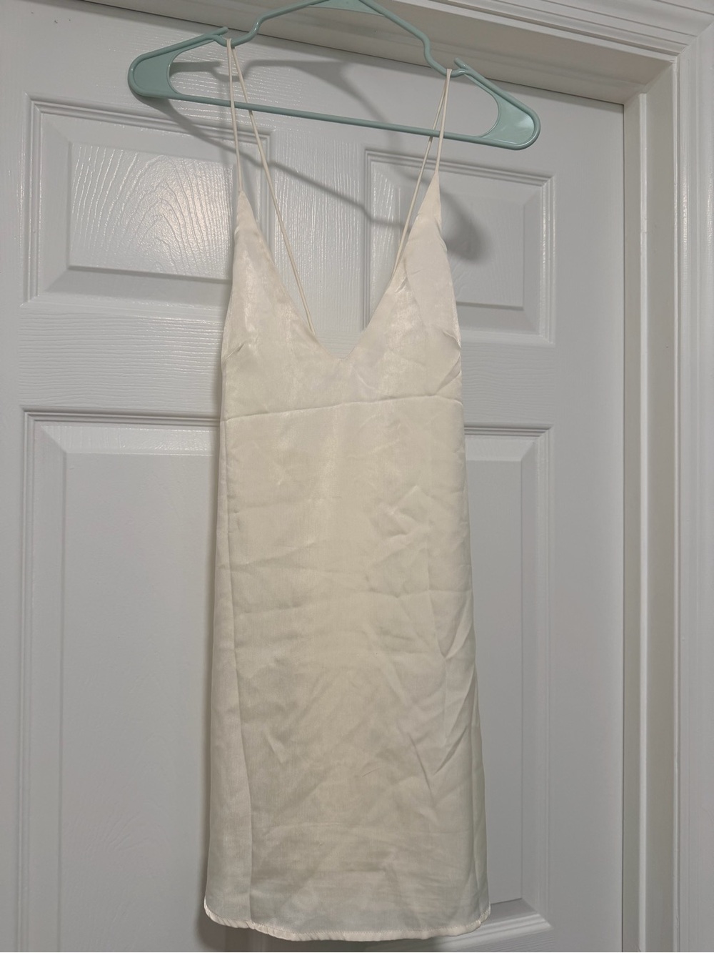 White Silk Shift dress - open back